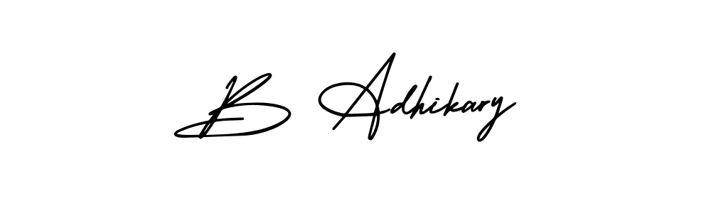 Use a signature maker to create a handwritten signature online. With this signature software, you can design (AmerikaSignatureDemo-Regular) your own signature for name B Adhikary. B Adhikary signature style 3 images and pictures png
