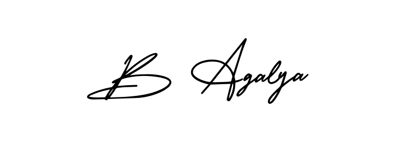 Use a signature maker to create a handwritten signature online. With this signature software, you can design (AmerikaSignatureDemo-Regular) your own signature for name B Agalya. B Agalya signature style 3 images and pictures png