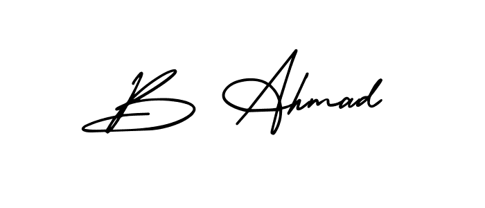 You should practise on your own different ways (AmerikaSignatureDemo-Regular) to write your name (B Ahmad) in signature. don't let someone else do it for you. B Ahmad signature style 3 images and pictures png