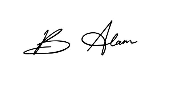 The best way (AmerikaSignatureDemo-Regular) to make a short signature is to pick only two or three words in your name. The name B Alam include a total of six letters. For converting this name. B Alam signature style 3 images and pictures png