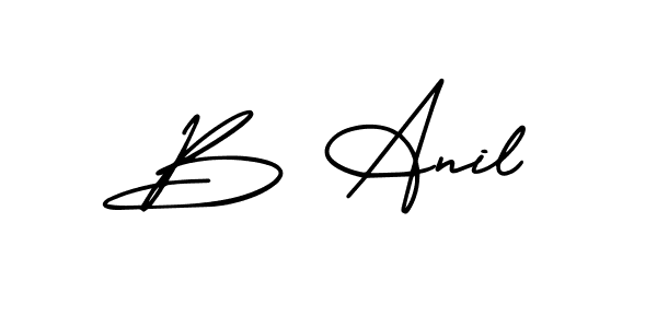 The best way (AmerikaSignatureDemo-Regular) to make a short signature is to pick only two or three words in your name. The name B Anil include a total of six letters. For converting this name. B Anil signature style 3 images and pictures png