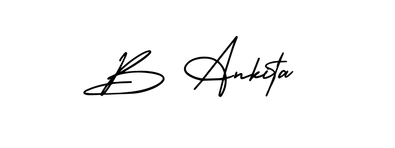 You should practise on your own different ways (AmerikaSignatureDemo-Regular) to write your name (B Ankita) in signature. don't let someone else do it for you. B Ankita signature style 3 images and pictures png