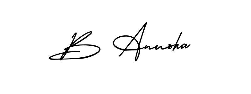 Also You can easily find your signature by using the search form. We will create B Anusha name handwritten signature images for you free of cost using AmerikaSignatureDemo-Regular sign style. B Anusha signature style 3 images and pictures png