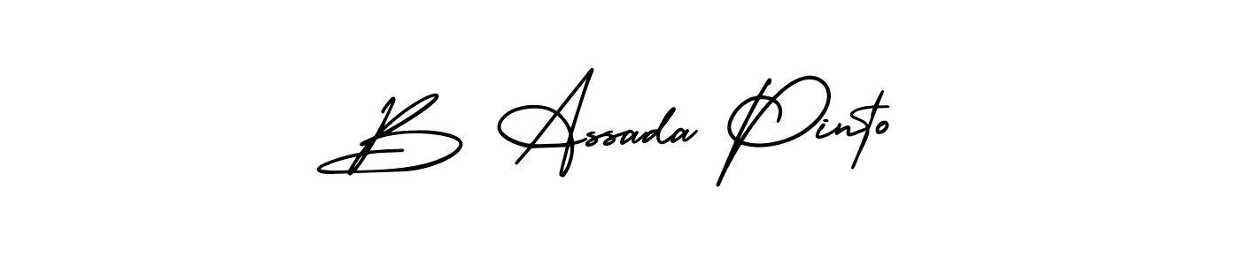 AmerikaSignatureDemo-Regular is a professional signature style that is perfect for those who want to add a touch of class to their signature. It is also a great choice for those who want to make their signature more unique. Get B Assada Pinto name to fancy signature for free. B Assada Pinto signature style 3 images and pictures png