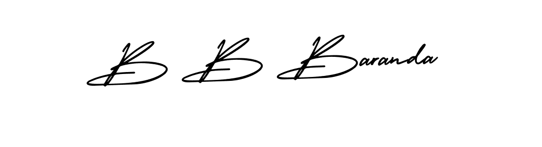 You should practise on your own different ways (AmerikaSignatureDemo-Regular) to write your name (B B Baranda) in signature. don't let someone else do it for you. B B Baranda signature style 3 images and pictures png