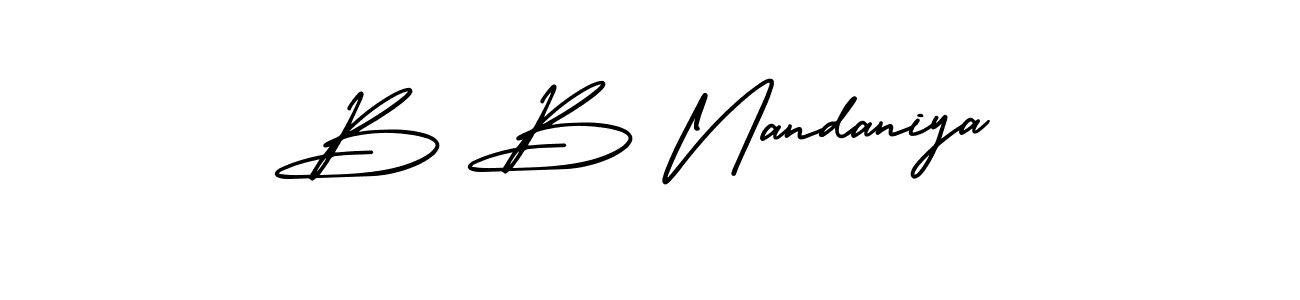 if you are searching for the best signature style for your name B B Nandaniya. so please give up your signature search. here we have designed multiple signature styles  using AmerikaSignatureDemo-Regular. B B Nandaniya signature style 3 images and pictures png