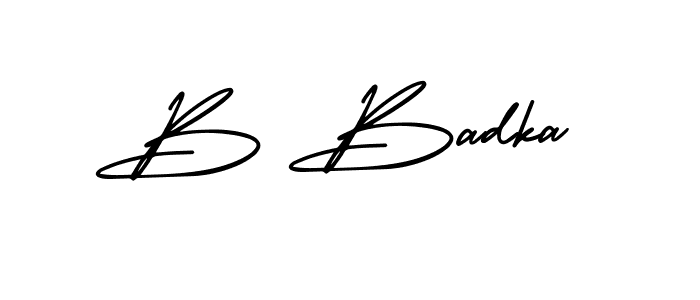 Design your own signature with our free online signature maker. With this signature software, you can create a handwritten (AmerikaSignatureDemo-Regular) signature for name B Badka. B Badka signature style 3 images and pictures png
