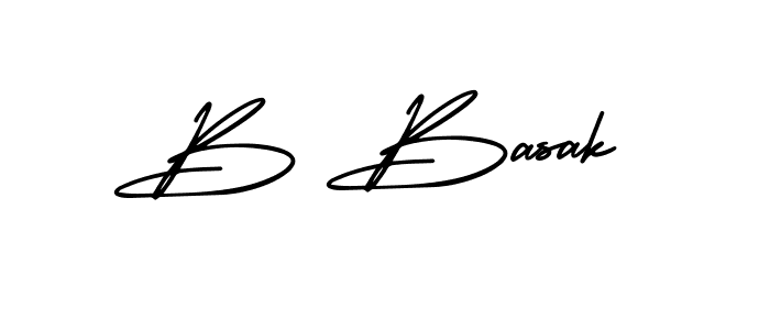 You should practise on your own different ways (AmerikaSignatureDemo-Regular) to write your name (B Basak) in signature. don't let someone else do it for you. B Basak signature style 3 images and pictures png