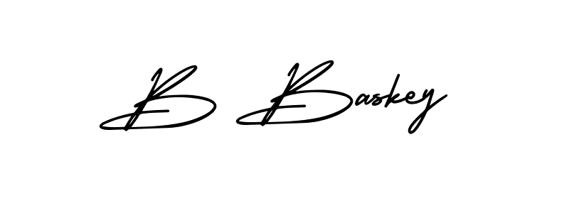 Make a beautiful signature design for name B Baskey. With this signature (AmerikaSignatureDemo-Regular) style, you can create a handwritten signature for free. B Baskey signature style 3 images and pictures png