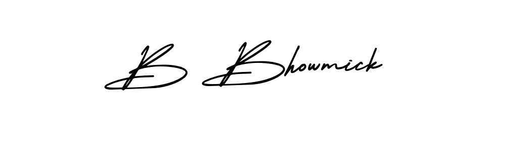 Use a signature maker to create a handwritten signature online. With this signature software, you can design (AmerikaSignatureDemo-Regular) your own signature for name B Bhowmick. B Bhowmick signature style 3 images and pictures png