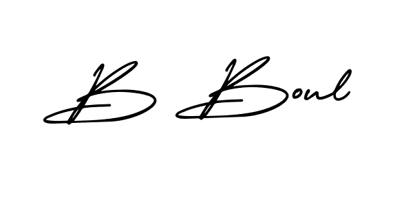 The best way (AmerikaSignatureDemo-Regular) to make a short signature is to pick only two or three words in your name. The name B Boul include a total of six letters. For converting this name. B Boul signature style 3 images and pictures png