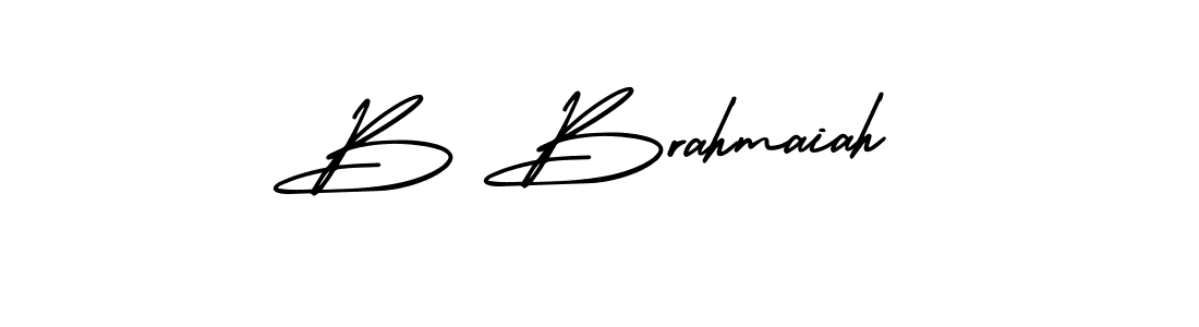 You should practise on your own different ways (AmerikaSignatureDemo-Regular) to write your name (B Brahmaiah) in signature. don't let someone else do it for you. B Brahmaiah signature style 3 images and pictures png