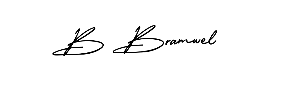 The best way (AmerikaSignatureDemo-Regular) to make a short signature is to pick only two or three words in your name. The name B Bramwel include a total of six letters. For converting this name. B Bramwel signature style 3 images and pictures png