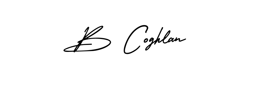 The best way (AmerikaSignatureDemo-Regular) to make a short signature is to pick only two or three words in your name. The name B Coghlan include a total of six letters. For converting this name. B Coghlan signature style 3 images and pictures png