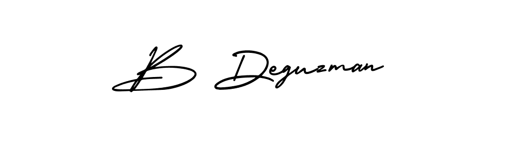 You should practise on your own different ways (AmerikaSignatureDemo-Regular) to write your name (B Deguzman) in signature. don't let someone else do it for you. B Deguzman signature style 3 images and pictures png