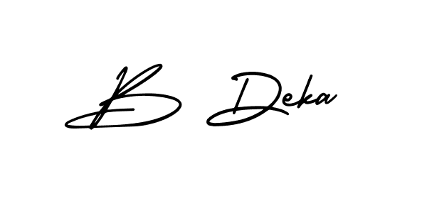 Design your own signature with our free online signature maker. With this signature software, you can create a handwritten (AmerikaSignatureDemo-Regular) signature for name B Deka. B Deka signature style 3 images and pictures png