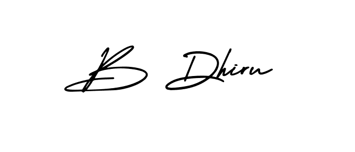 The best way (AmerikaSignatureDemo-Regular) to make a short signature is to pick only two or three words in your name. The name B Dhiru include a total of six letters. For converting this name. B Dhiru signature style 3 images and pictures png
