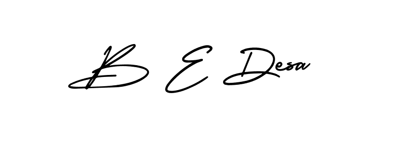 The best way (AmerikaSignatureDemo-Regular) to make a short signature is to pick only two or three words in your name. The name B E Desa include a total of six letters. For converting this name. B E Desa signature style 3 images and pictures png