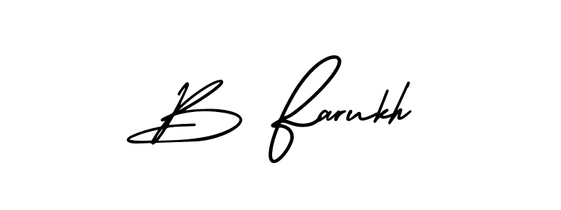 Also You can easily find your signature by using the search form. We will create B Farukh name handwritten signature images for you free of cost using AmerikaSignatureDemo-Regular sign style. B Farukh signature style 3 images and pictures png