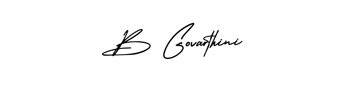 The best way (AmerikaSignatureDemo-Regular) to make a short signature is to pick only two or three words in your name. The name B Govarthini include a total of six letters. For converting this name. B Govarthini signature style 3 images and pictures png