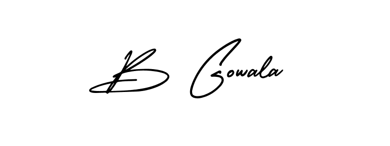 The best way (AmerikaSignatureDemo-Regular) to make a short signature is to pick only two or three words in your name. The name B Gowala include a total of six letters. For converting this name. B Gowala signature style 3 images and pictures png