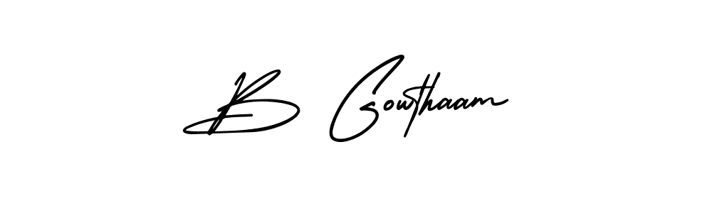 Use a signature maker to create a handwritten signature online. With this signature software, you can design (AmerikaSignatureDemo-Regular) your own signature for name B Gowthaam. B Gowthaam signature style 3 images and pictures png