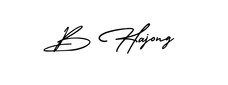 Make a beautiful signature design for name B Hajong. With this signature (AmerikaSignatureDemo-Regular) style, you can create a handwritten signature for free. B Hajong signature style 3 images and pictures png