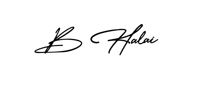 Design your own signature with our free online signature maker. With this signature software, you can create a handwritten (AmerikaSignatureDemo-Regular) signature for name B Halai. B Halai signature style 3 images and pictures png