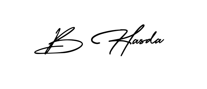 Create a beautiful signature design for name B Hasda. With this signature (AmerikaSignatureDemo-Regular) fonts, you can make a handwritten signature for free. B Hasda signature style 3 images and pictures png