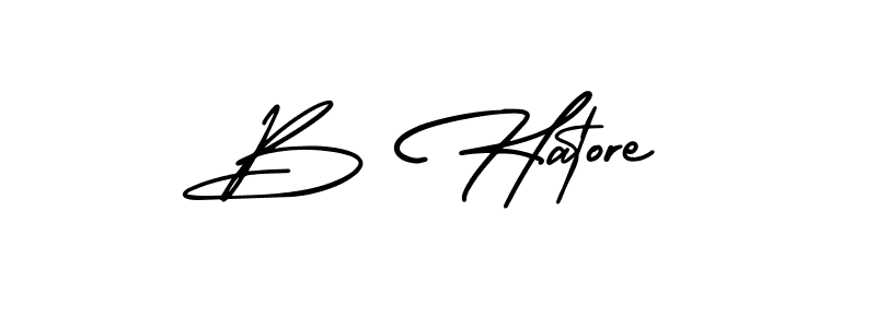 You should practise on your own different ways (AmerikaSignatureDemo-Regular) to write your name (B Hatore) in signature. don't let someone else do it for you. B Hatore signature style 3 images and pictures png