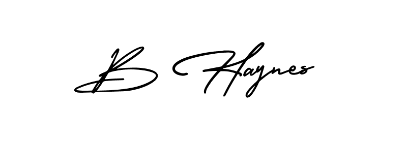 You should practise on your own different ways (AmerikaSignatureDemo-Regular) to write your name (B Haynes) in signature. don't let someone else do it for you. B Haynes signature style 3 images and pictures png