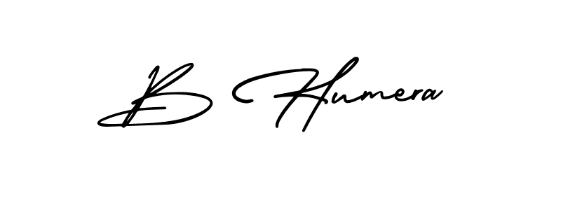 Design your own signature with our free online signature maker. With this signature software, you can create a handwritten (AmerikaSignatureDemo-Regular) signature for name B Humera. B Humera signature style 3 images and pictures png
