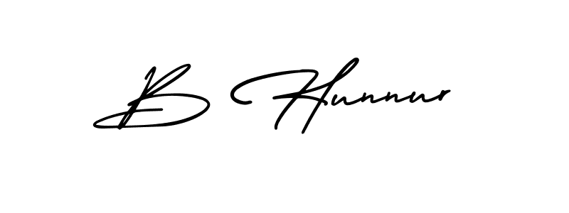 The best way (AmerikaSignatureDemo-Regular) to make a short signature is to pick only two or three words in your name. The name B Hunnur include a total of six letters. For converting this name. B Hunnur signature style 3 images and pictures png