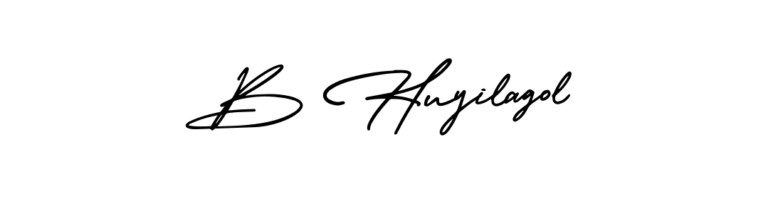 B Huyilagol stylish signature style. Best Handwritten Sign (AmerikaSignatureDemo-Regular) for my name. Handwritten Signature Collection Ideas for my name B Huyilagol. B Huyilagol signature style 3 images and pictures png
