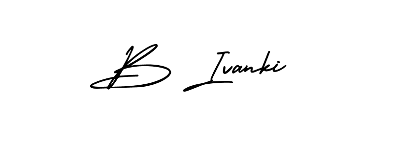 You should practise on your own different ways (AmerikaSignatureDemo-Regular) to write your name (B Ivanki) in signature. don't let someone else do it for you. B Ivanki signature style 3 images and pictures png