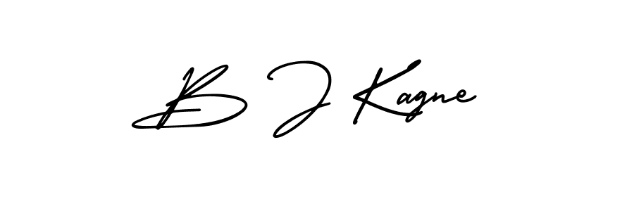 How to make B J Kagne name signature. Use AmerikaSignatureDemo-Regular style for creating short signs online. This is the latest handwritten sign. B J Kagne signature style 3 images and pictures png