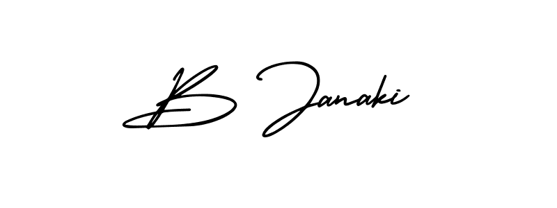 How to make B Janaki name signature. Use AmerikaSignatureDemo-Regular style for creating short signs online. This is the latest handwritten sign. B Janaki signature style 3 images and pictures png