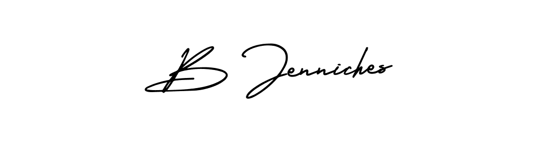 The best way (AmerikaSignatureDemo-Regular) to make a short signature is to pick only two or three words in your name. The name B Jenniches include a total of six letters. For converting this name. B Jenniches signature style 3 images and pictures png