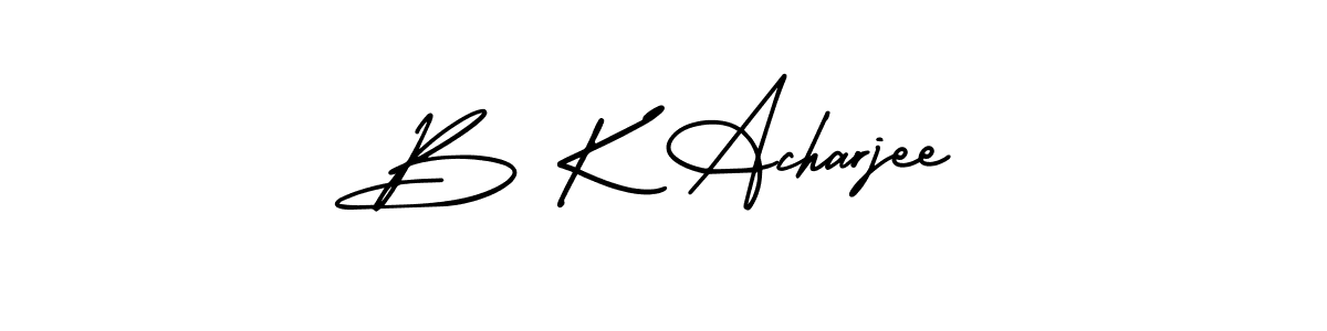 The best way (AmerikaSignatureDemo-Regular) to make a short signature is to pick only two or three words in your name. The name B K Acharjee include a total of six letters. For converting this name. B K Acharjee signature style 3 images and pictures png