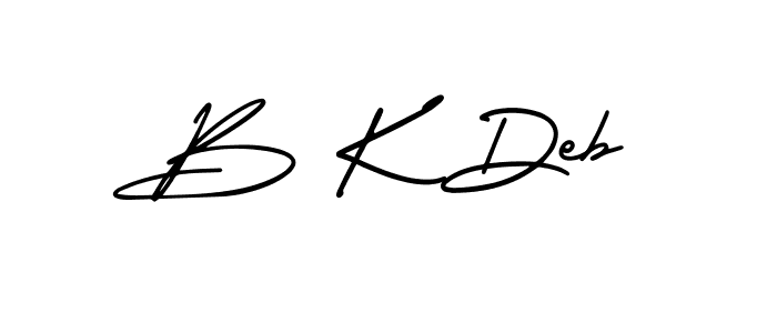 You should practise on your own different ways (AmerikaSignatureDemo-Regular) to write your name (B K Deb) in signature. don't let someone else do it for you. B K Deb signature style 3 images and pictures png