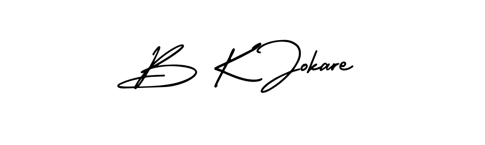 Design your own signature with our free online signature maker. With this signature software, you can create a handwritten (AmerikaSignatureDemo-Regular) signature for name B K Jokare. B K Jokare signature style 3 images and pictures png