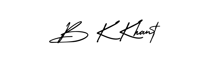 The best way (AmerikaSignatureDemo-Regular) to make a short signature is to pick only two or three words in your name. The name B K Khant include a total of six letters. For converting this name. B K Khant signature style 3 images and pictures png