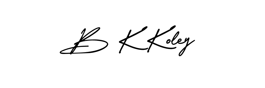 Make a beautiful signature design for name B K Koley. With this signature (AmerikaSignatureDemo-Regular) style, you can create a handwritten signature for free. B K Koley signature style 3 images and pictures png