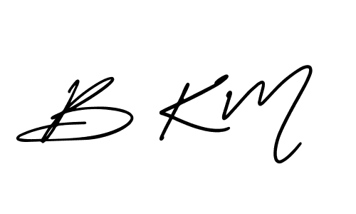 How to make B K M name signature. Use AmerikaSignatureDemo-Regular style for creating short signs online. This is the latest handwritten sign. B K M signature style 3 images and pictures png