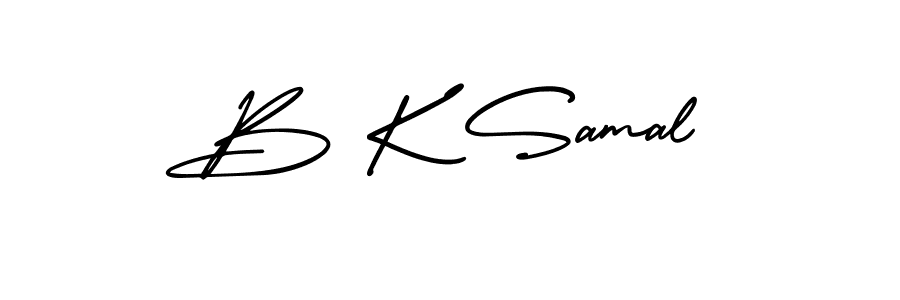 How to make B K Samal name signature. Use AmerikaSignatureDemo-Regular style for creating short signs online. This is the latest handwritten sign. B K Samal signature style 3 images and pictures png