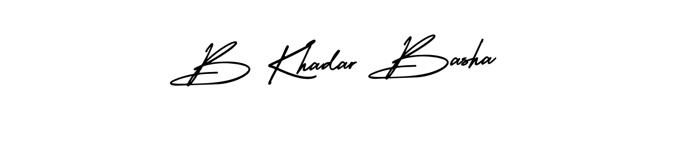 How to make B Khadar Basha name signature. Use AmerikaSignatureDemo-Regular style for creating short signs online. This is the latest handwritten sign. B Khadar Basha signature style 3 images and pictures png