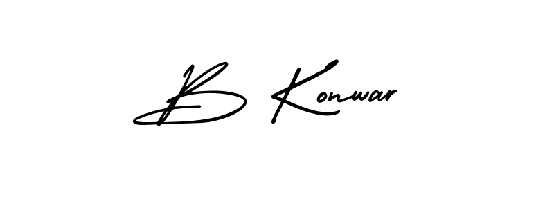 AmerikaSignatureDemo-Regular is a professional signature style that is perfect for those who want to add a touch of class to their signature. It is also a great choice for those who want to make their signature more unique. Get B Konwar name to fancy signature for free. B Konwar signature style 3 images and pictures png