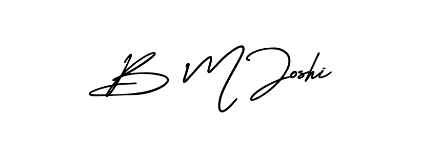 The best way (AmerikaSignatureDemo-Regular) to make a short signature is to pick only two or three words in your name. The name B M Joshi include a total of six letters. For converting this name. B M Joshi signature style 3 images and pictures png