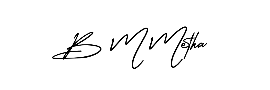 Make a beautiful signature design for name B M Metha. With this signature (AmerikaSignatureDemo-Regular) style, you can create a handwritten signature for free. B M Metha signature style 3 images and pictures png