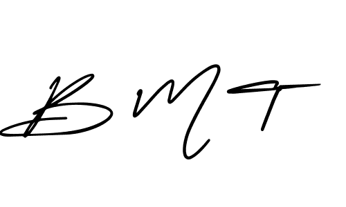 How to make B M T name signature. Use AmerikaSignatureDemo-Regular style for creating short signs online. This is the latest handwritten sign. B M T signature style 3 images and pictures png